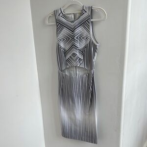 Torn by Ronny Kobo Black and White Geometric Midi Dress